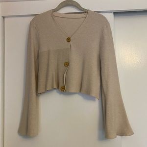 Crop neutral cardigan with bell sleeves